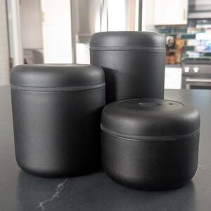 Fellow Atmos Vacuum Coffee Canister Food Storage Set of 3 Black Stainless Steel